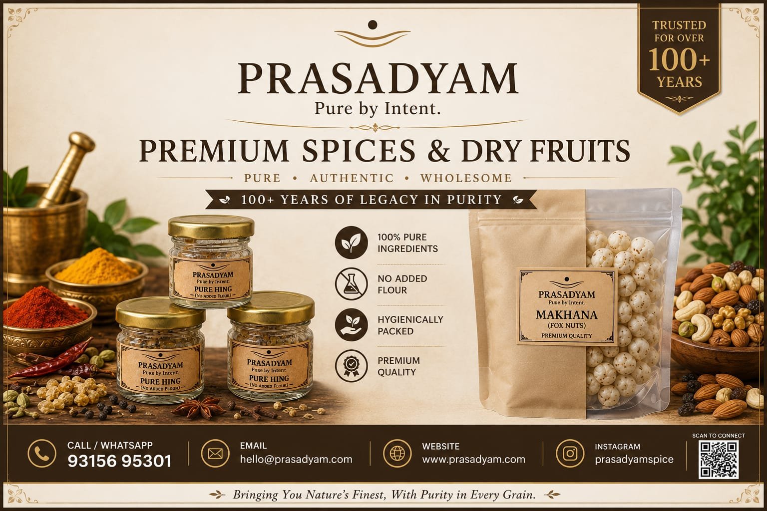 Premium makhana with natural ingredients and brass vessels